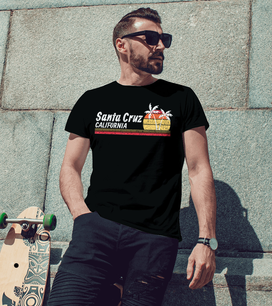 Santa Cruz California Palm Trees Vintage Sunset T-Shirt