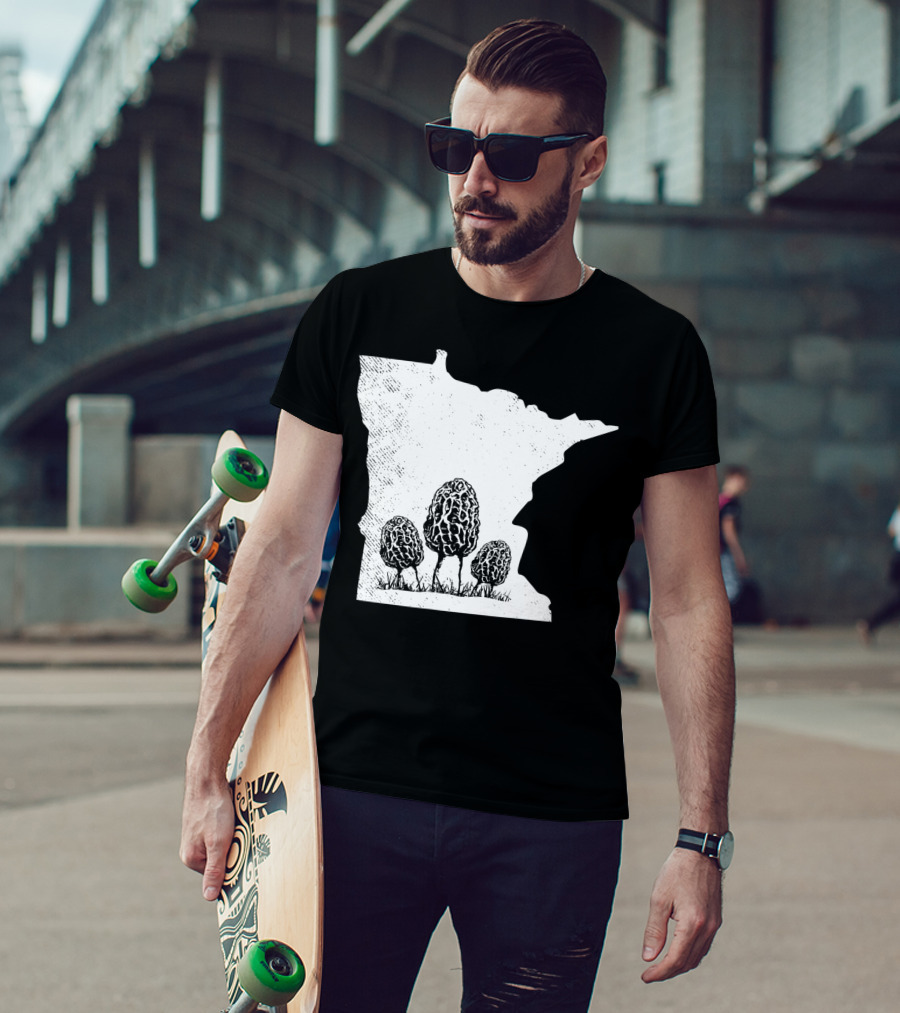 Minnesota Morel Mushroom Hunting Foraging Shrooming Hunter State Map T-Shirt