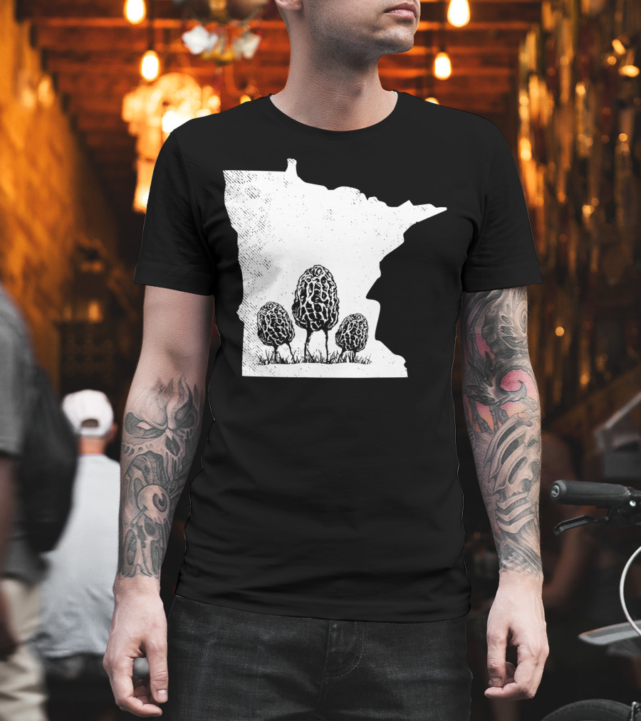Minnesota Morel Mushroom Hunting Foraging Shrooming Hunter State Map T-Shirt