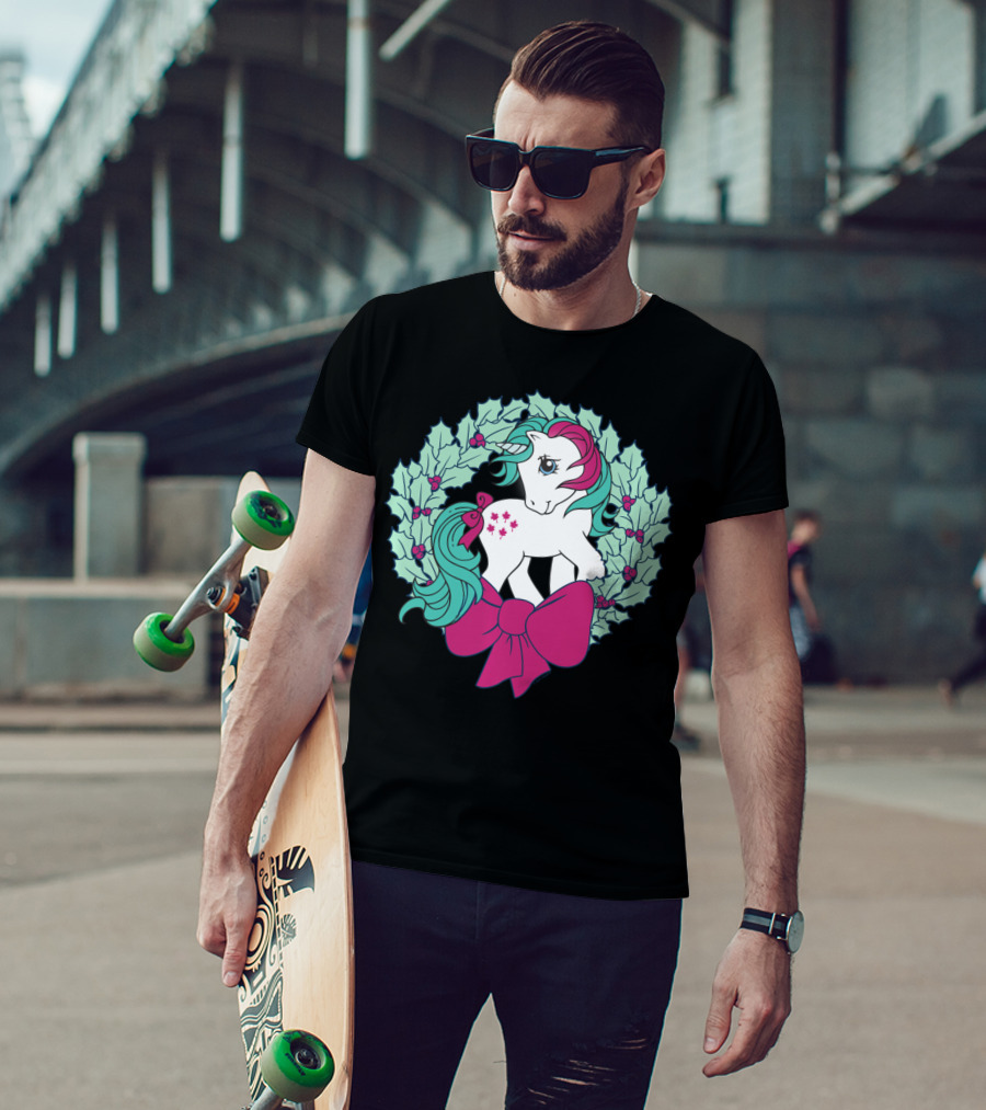 My Little Pony Christmas Holly Wreath With Bow And Pink Mane T-Shirt
