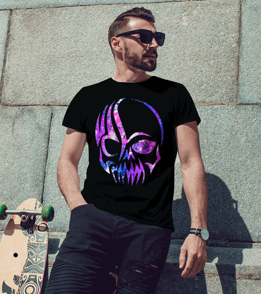 Purple Blue Skull Alien Aesthetic Video Games T-Shirt