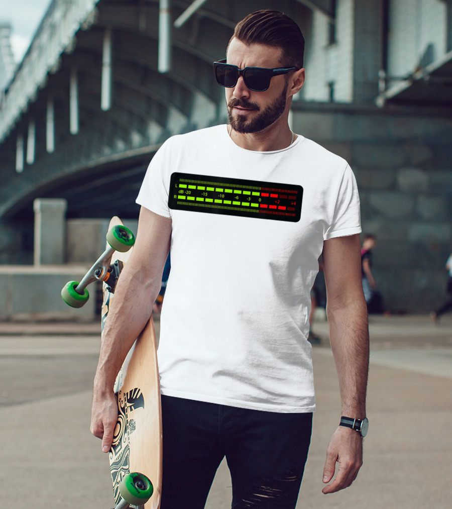Retro Vu Meter DB Stereo Sound Engineer Music Lover T-Shirt