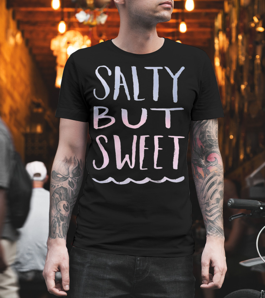 Salty But Sweet Pastel Gradient Text With Wave Line T-Shirt
