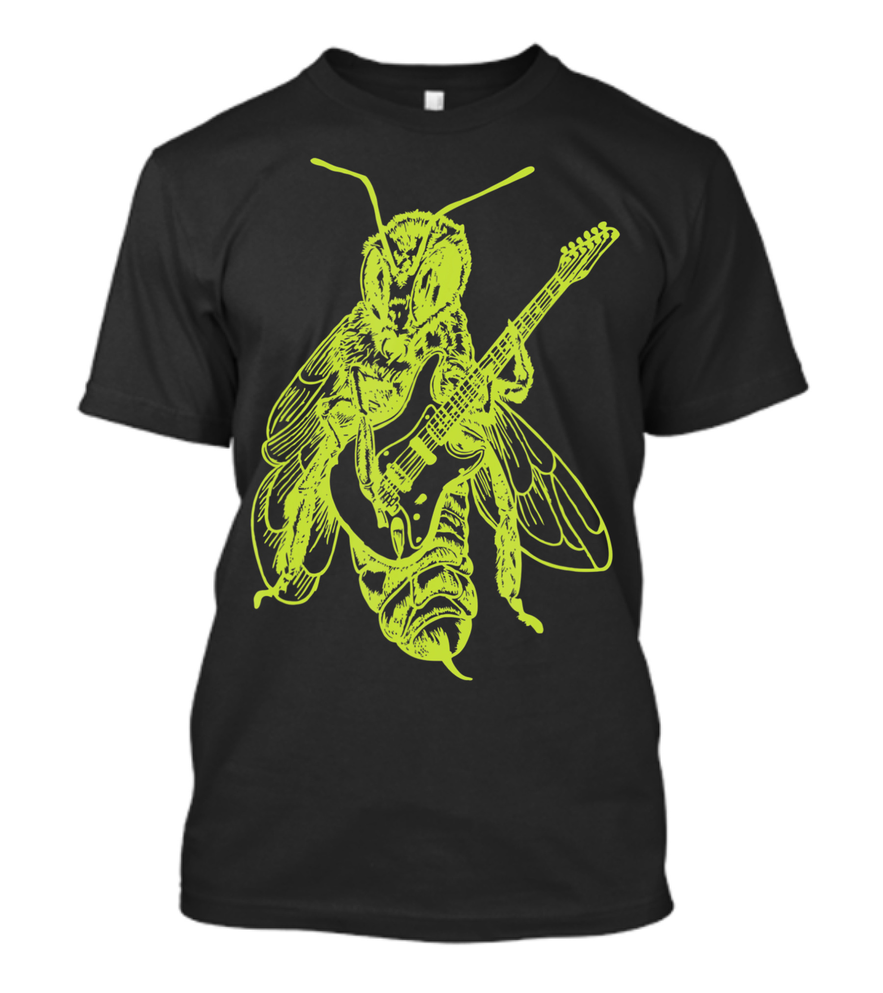 Seembo Bee Playing Guitar Musician Fun Band Guitarist T-Shirt