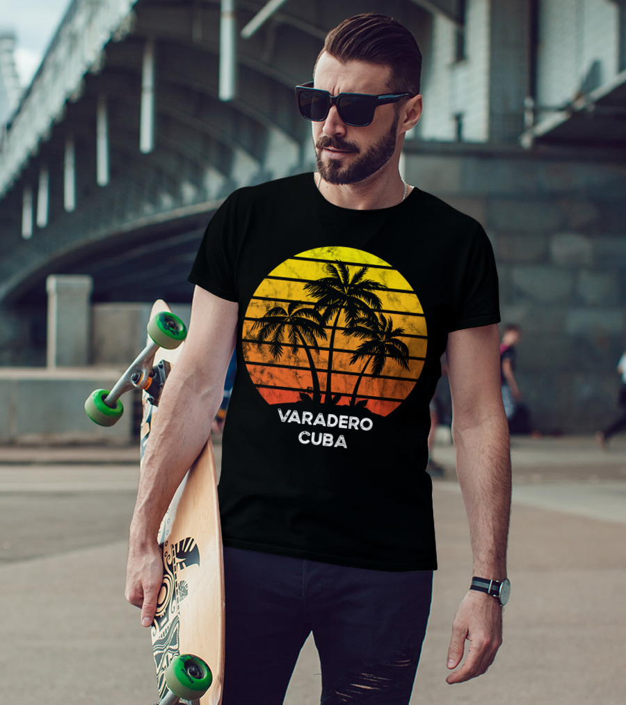 Varadero Cuba Beach Palm Tree Sunset Vacation Scene T-Shirt