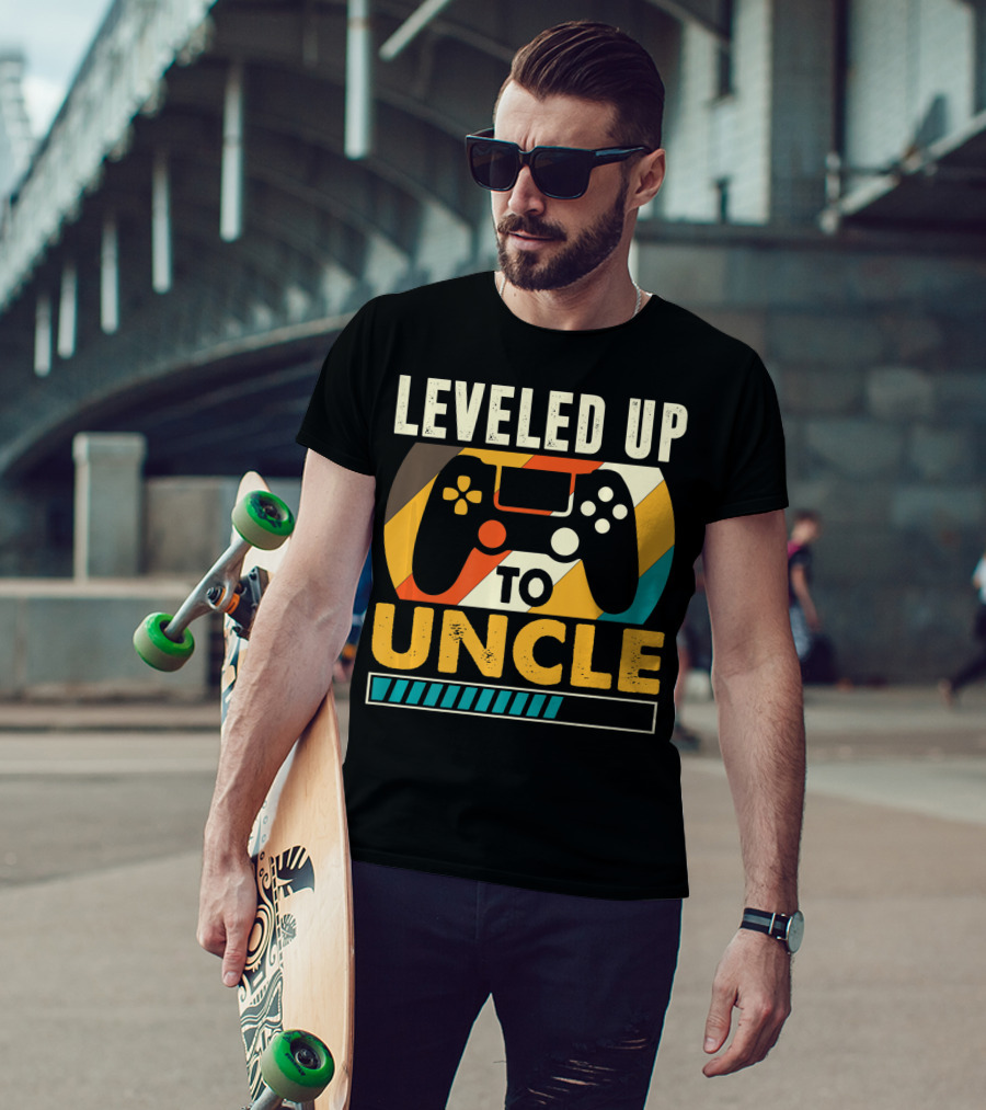 Leveled Up To Uncle Retro Gaming Controller Pregnancy Announcement T-Shirt