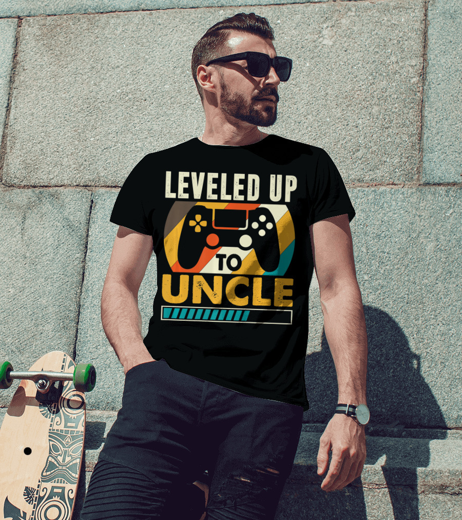 Leveled Up To Uncle Retro Gaming Controller Pregnancy Announcement T-Shirt