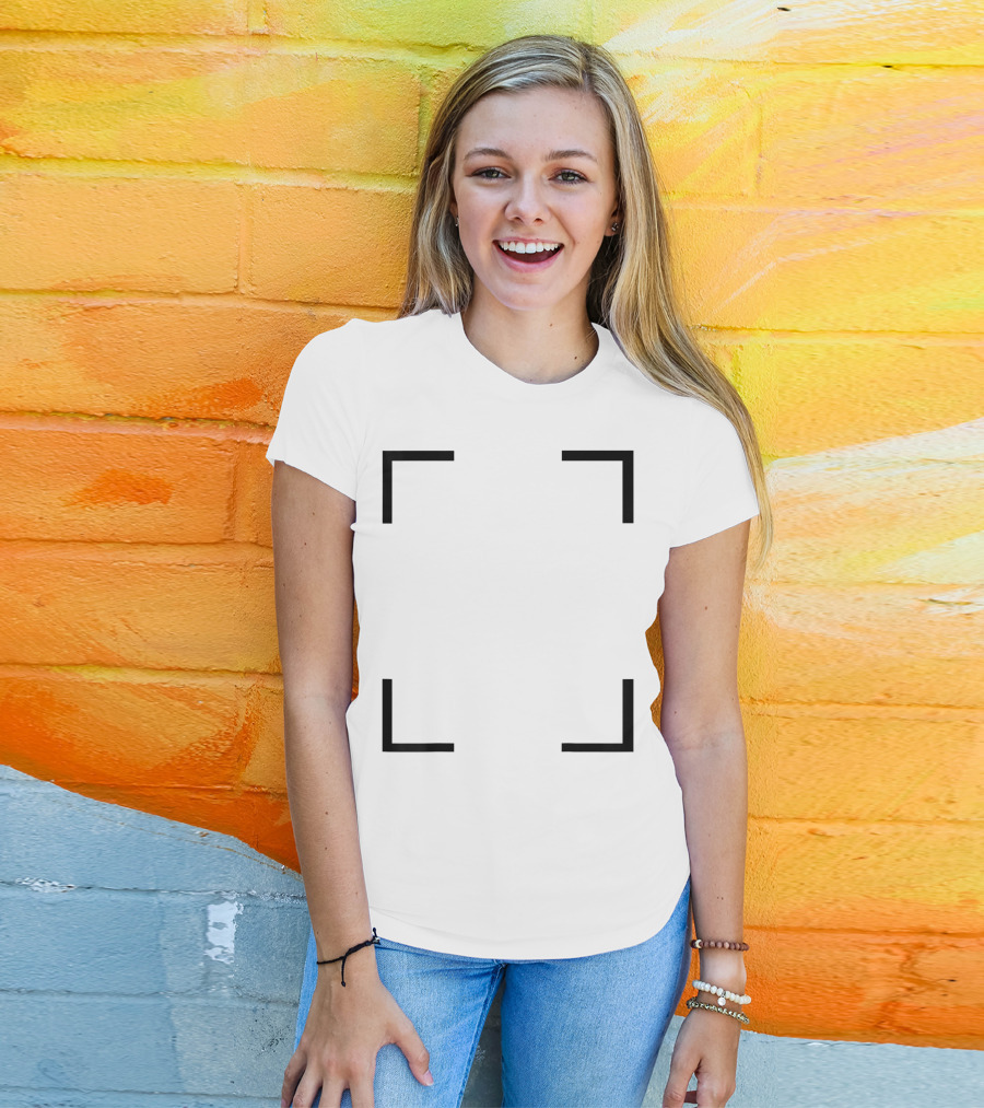 Art Frame Empty Corners Minimalist Black Square T-Shirt