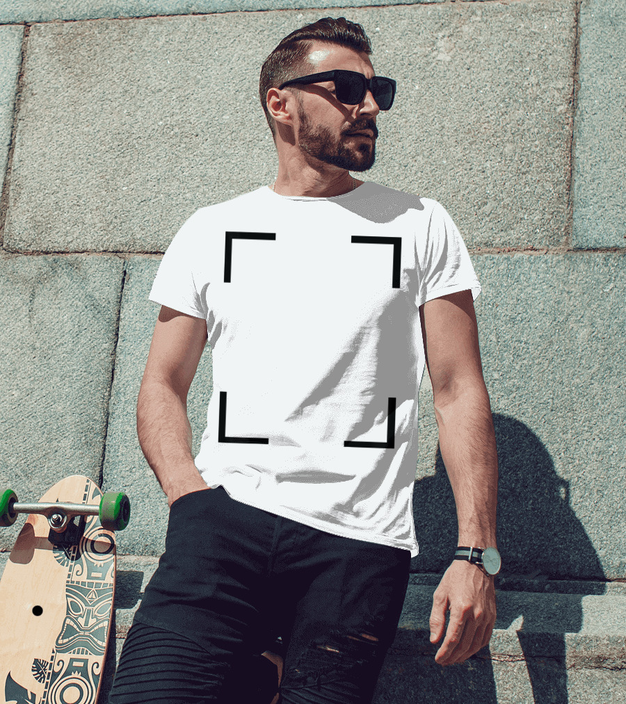 Art Frame Empty Corners Minimalist Black Square T-Shirt