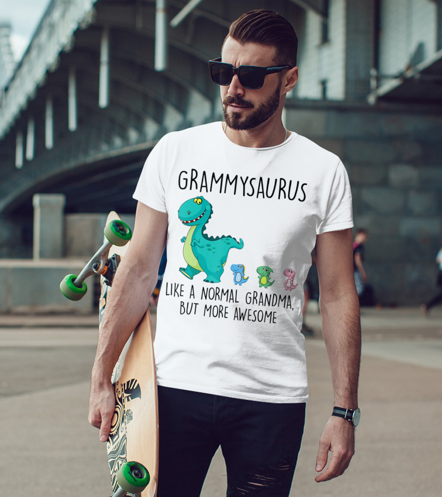 Grammysaurus Like A Normal Grandma But More Awesome Colorful Dinosaur Family T-Shirt