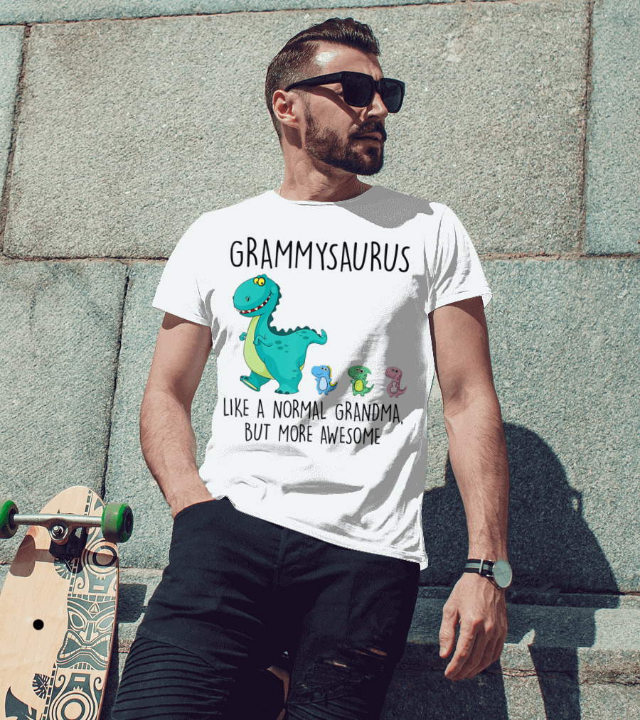Grammysaurus Like A Normal Grandma But More Awesome Colorful Dinosaur Family T-Shirt