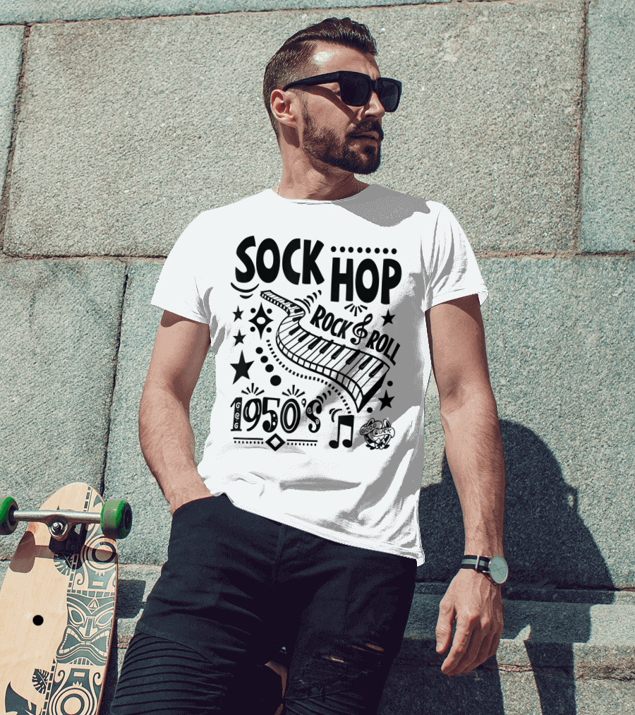 Sock Hop Rock Roll 1950s Piano Music Party T-Shirt
