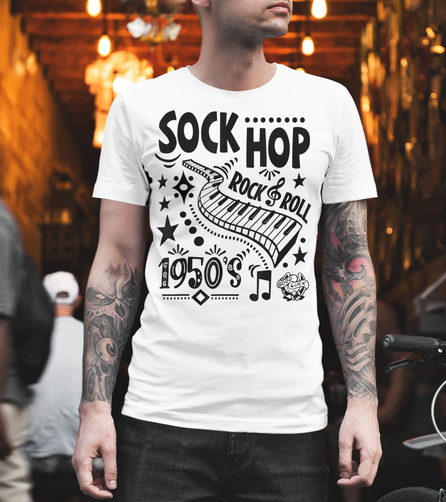 Sock Hop Rock Roll 1950s Piano Music Party T-Shirt