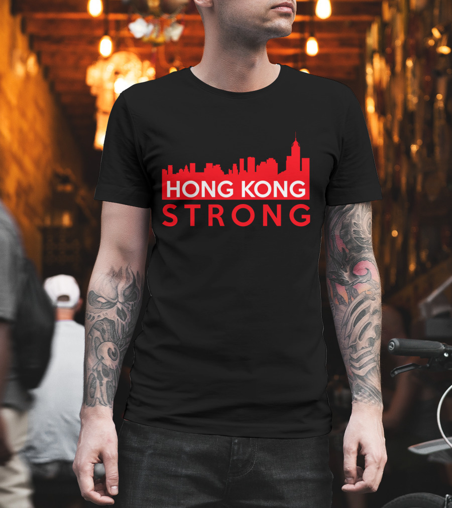 Hong Kong Strong City Red Skyline T-Shirt