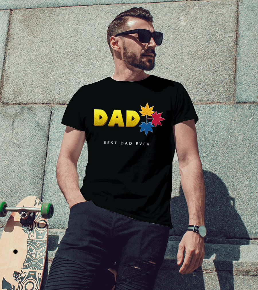 Best Dad Ever Colorful Maple Leaves T-Shirt
