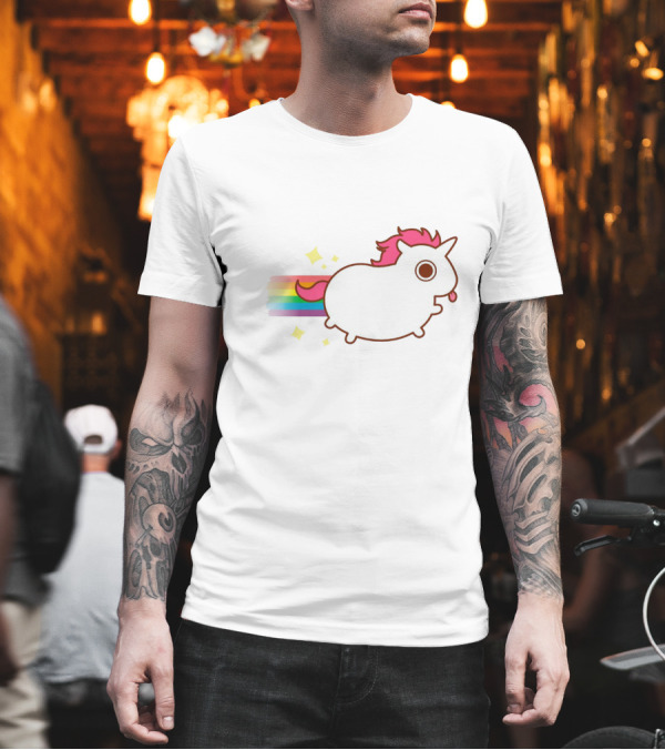 Cute Unicorn Farting Rainbows with Sparkles in Cartoon T-Shirt Cute Unicorn Farting Rainbows with Sparkles in Cartoon T-Shirt