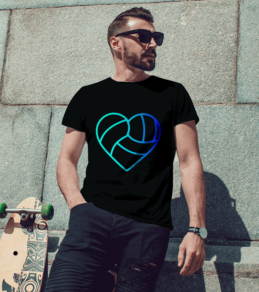 Heart Shaped Volleyball Love Gradient T-Shirt