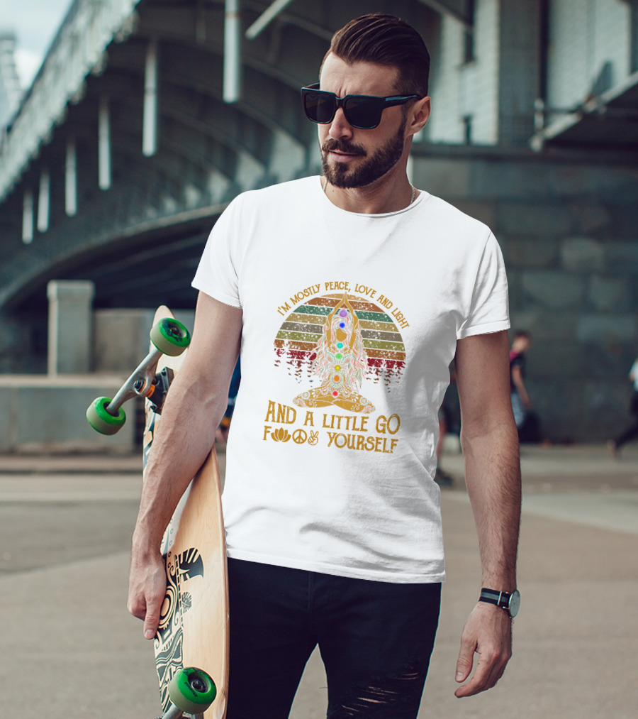 I'm Mostly Peace Love And Light And A Little Go F Yourself Yoga Symbols T-Shirt