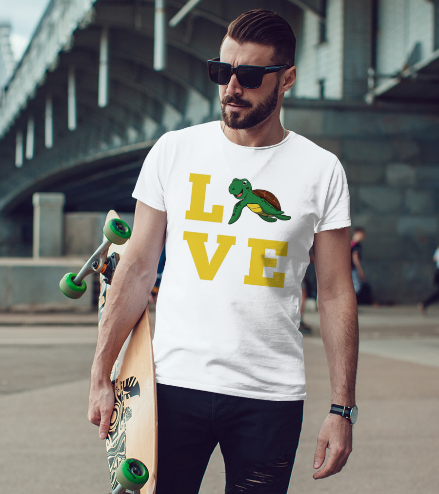 LOVE Turtles Funny Kids Sea Drawing Playful T-Shirt
