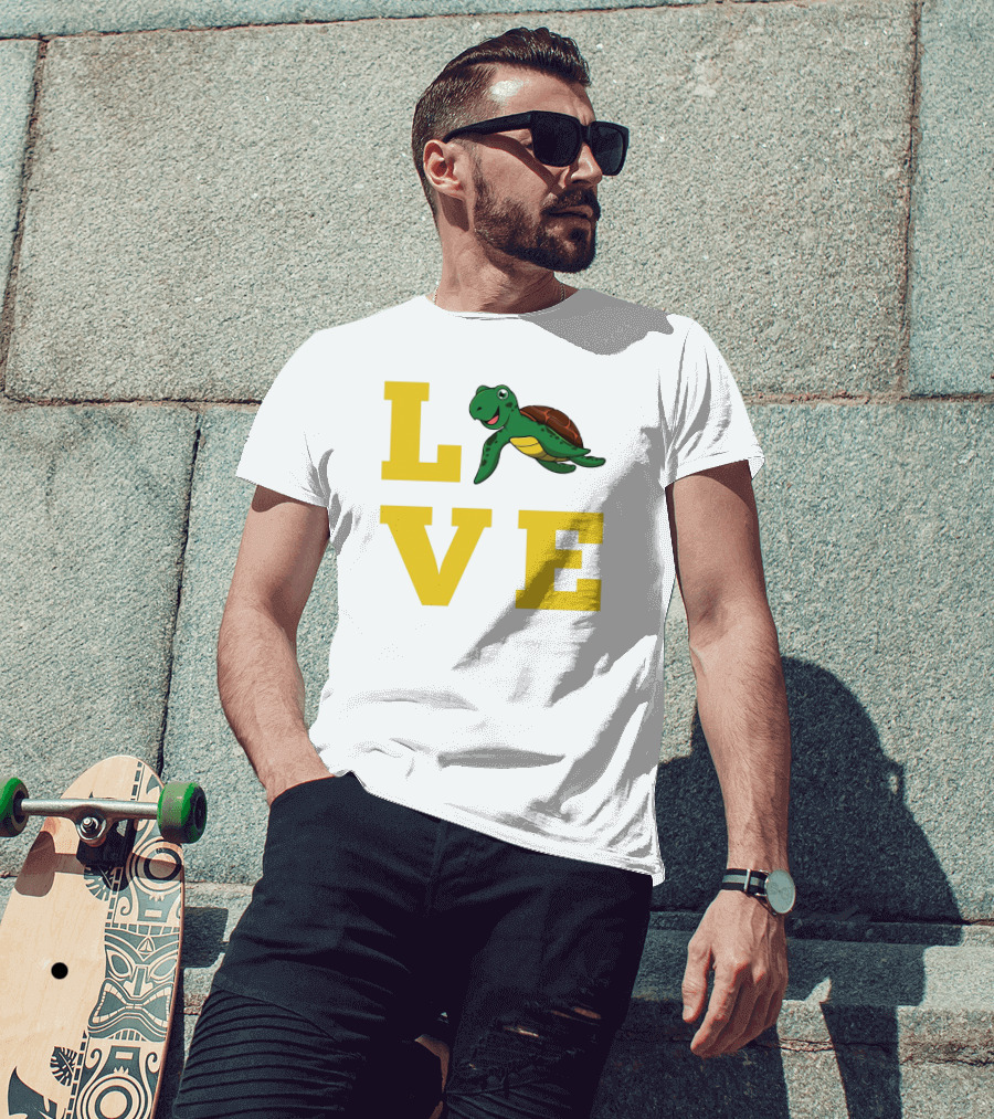 LOVE Turtles Funny Kids Sea Drawing Playful T-Shirt