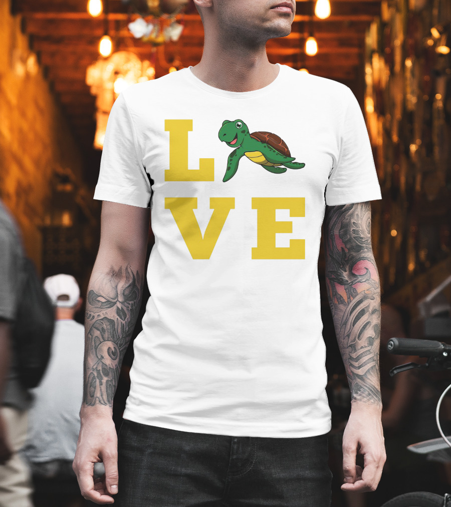 LOVE Turtles Funny Kids Sea Drawing Playful T-Shirt