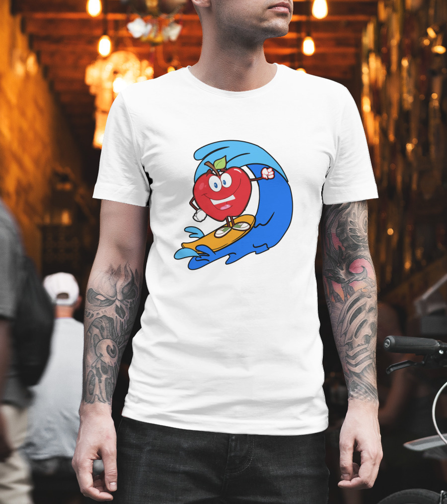 Apple Riding Surf Waves On A Board T-Shirt