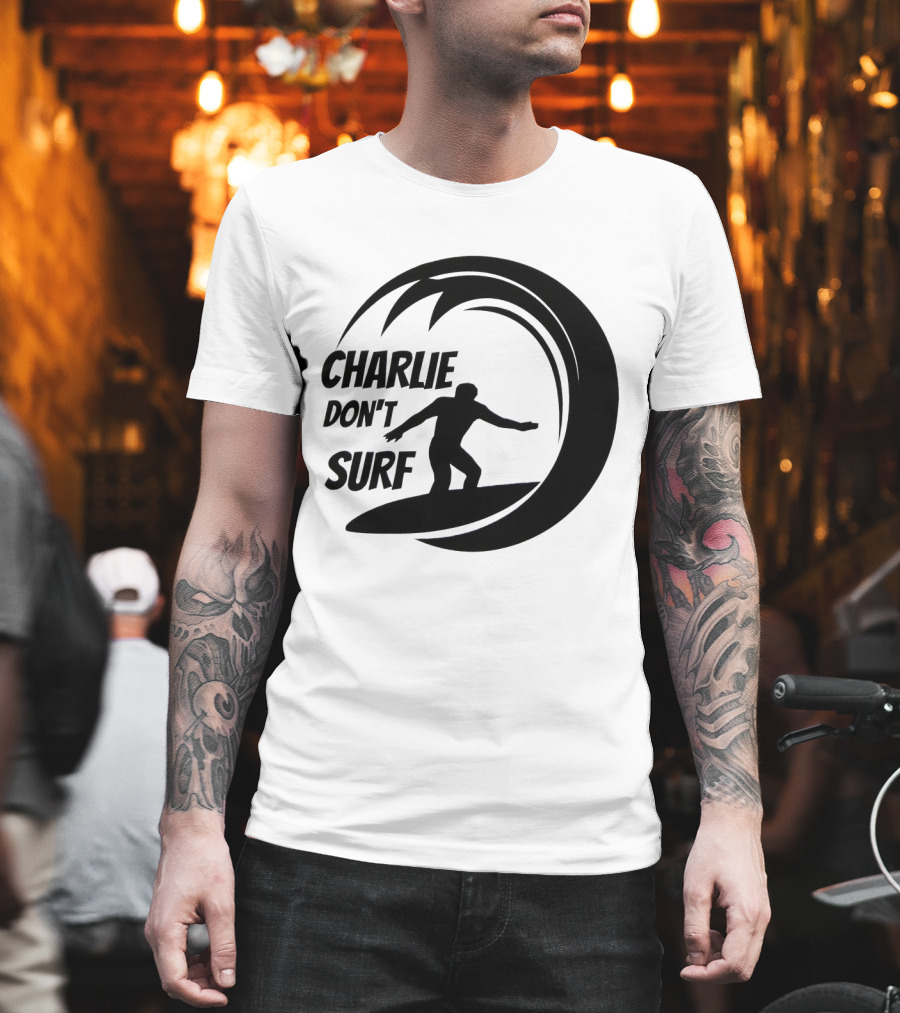 Charlie Don't Surf Silhouette Surfer Wave T-Shirt