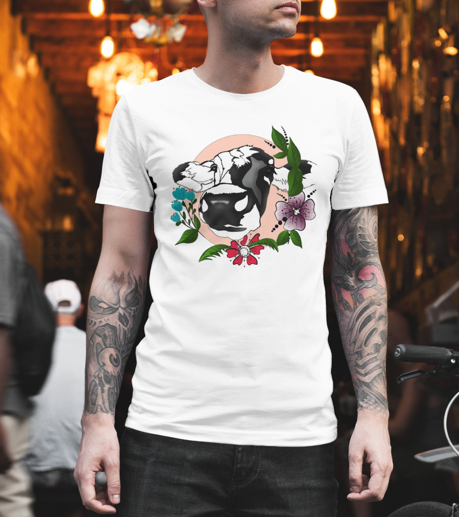 Cows Make Me Happy Humans Make My Head Hurt Floral Cow T-Shirt