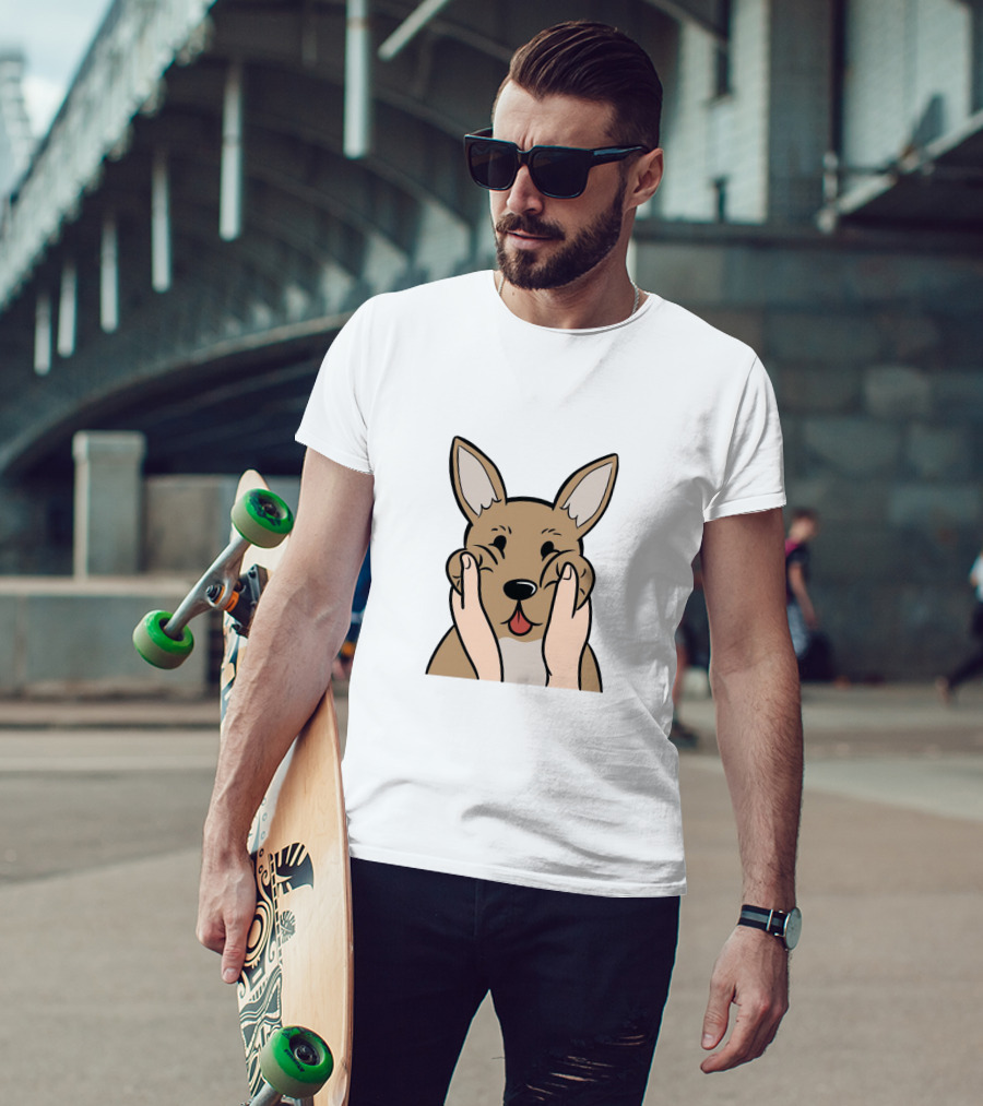 Chihuahua Chubby Cheeks Cute Face Squeezing Happy Expression T-Shirt