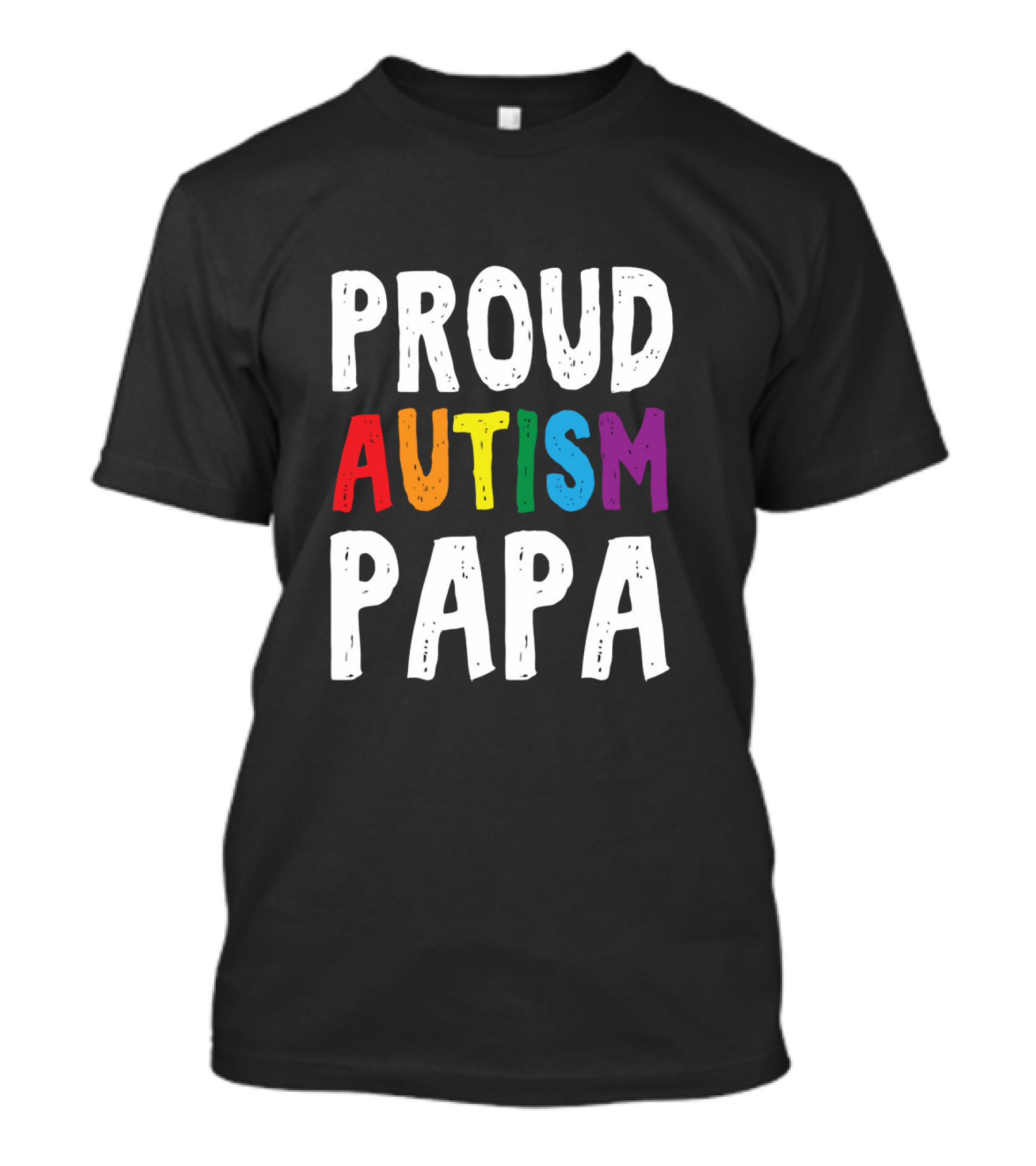 Proud Autism Papa Multicolored Support Advocate T-Shirt