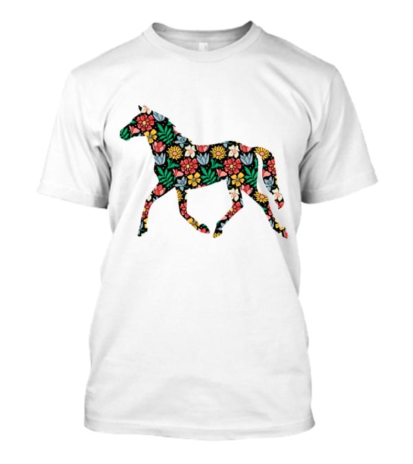 Floral Horse Pattern Vibrant Flower T-Shirt