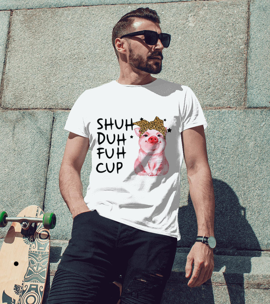 SHUH DUH FUH CUP Cute Pig With Leopard Headband Farm Animal T-Shirt