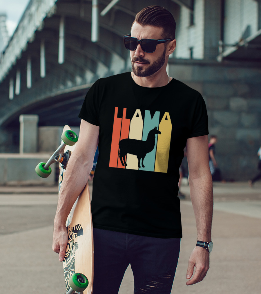LLAMA Silhouette Retro Colors T-Shirt