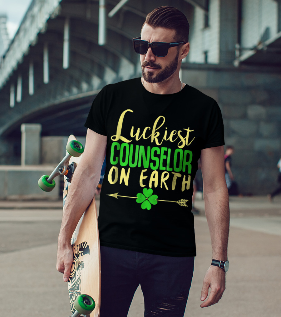 Luckiest Counselor On Earth Lucky School Shamrock Arrow T-Shirt