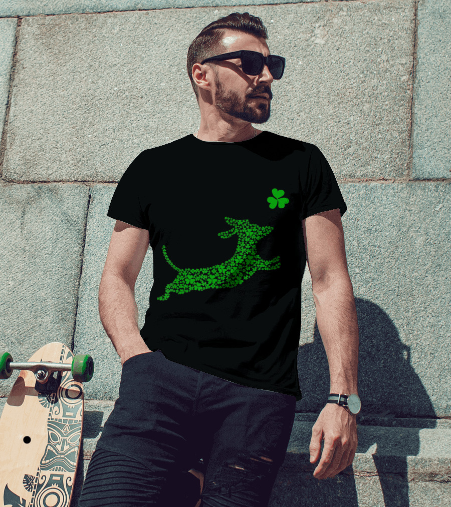 Cute Dachshund Dog Made Of Shamrocks For St. Patrick's Day T-Shirt