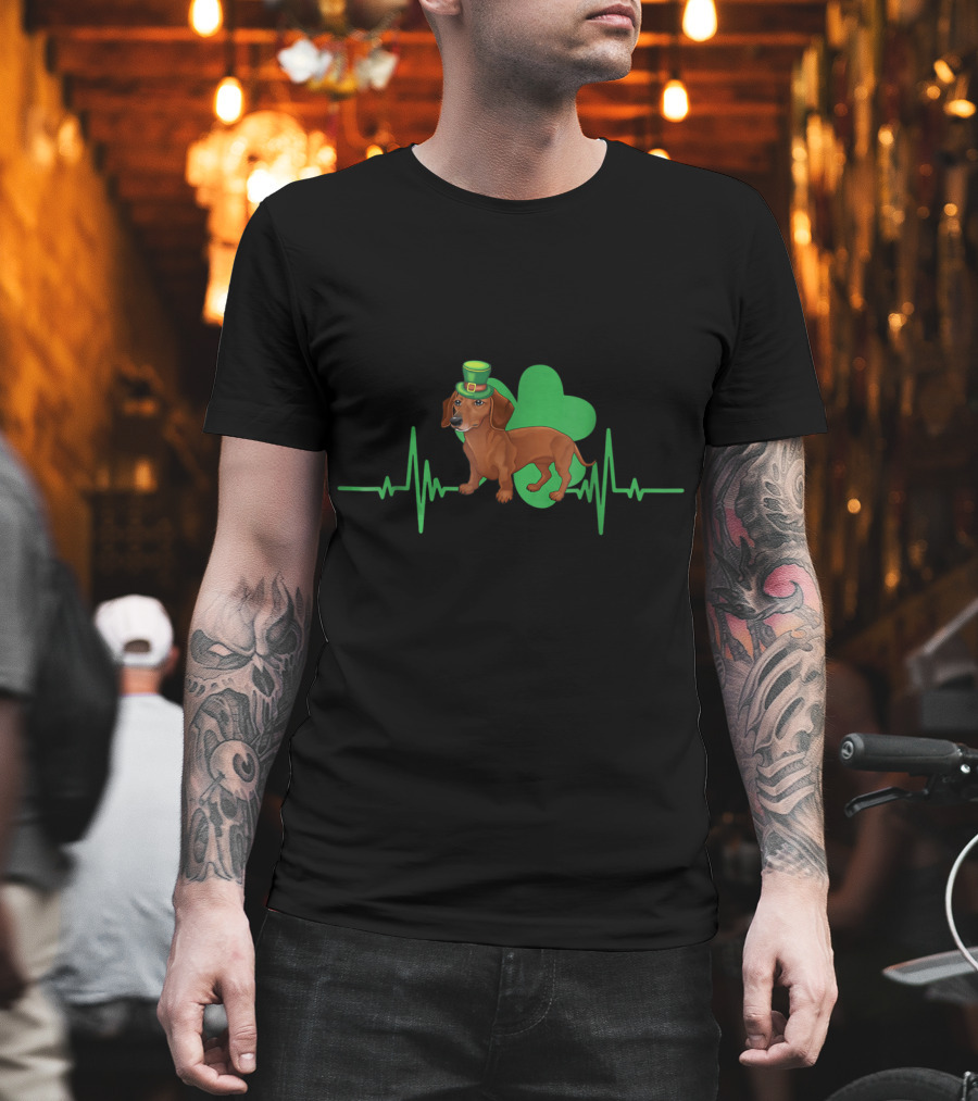 Dachshund Dog Heartbeat Clover St. Patrick's Day Hat T-Shirt