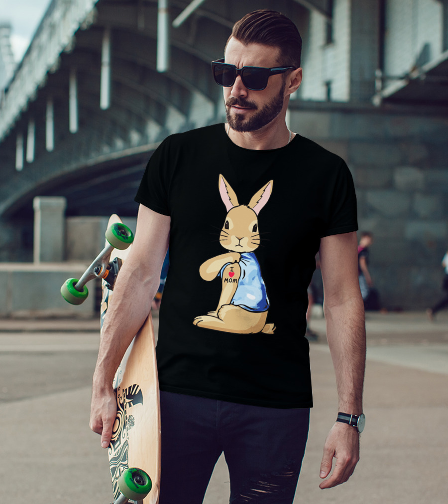 Bunny Rabbit I Love Mom Tattoo T-Shirt