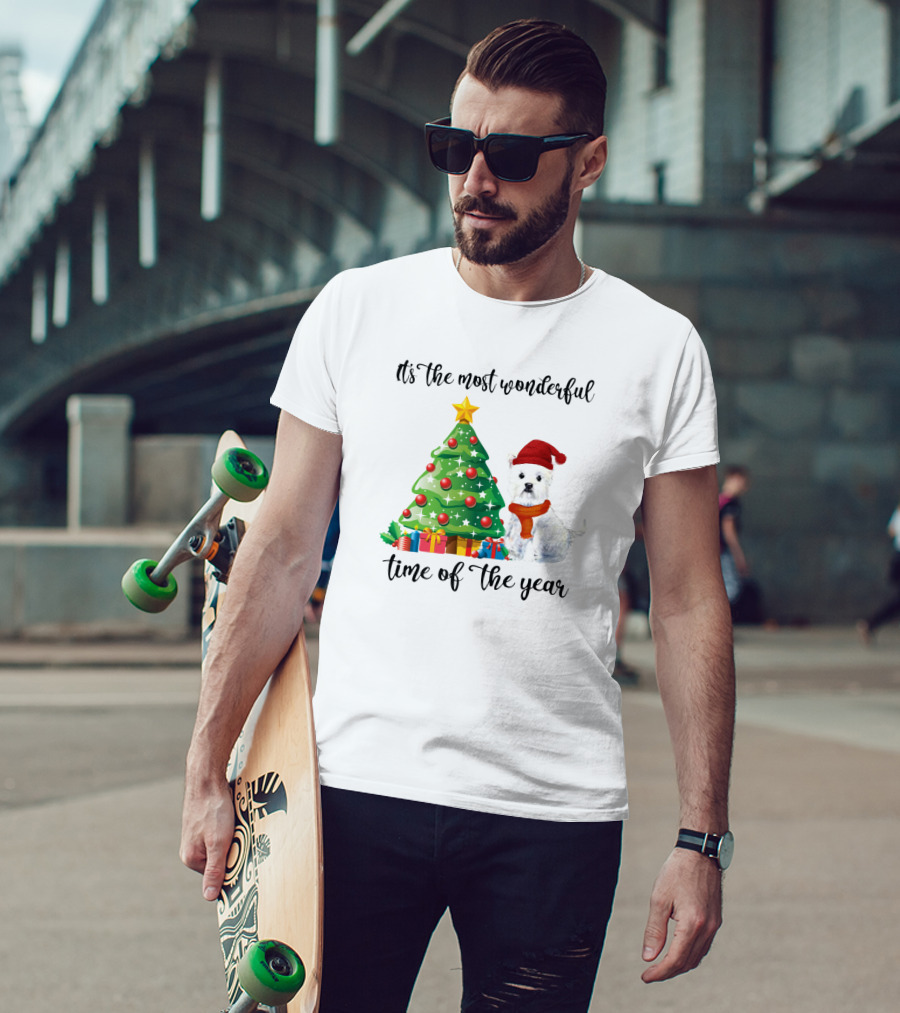 It's The Most Wonderful Time Of The Year Christmas Tree And Dog T-Shirt