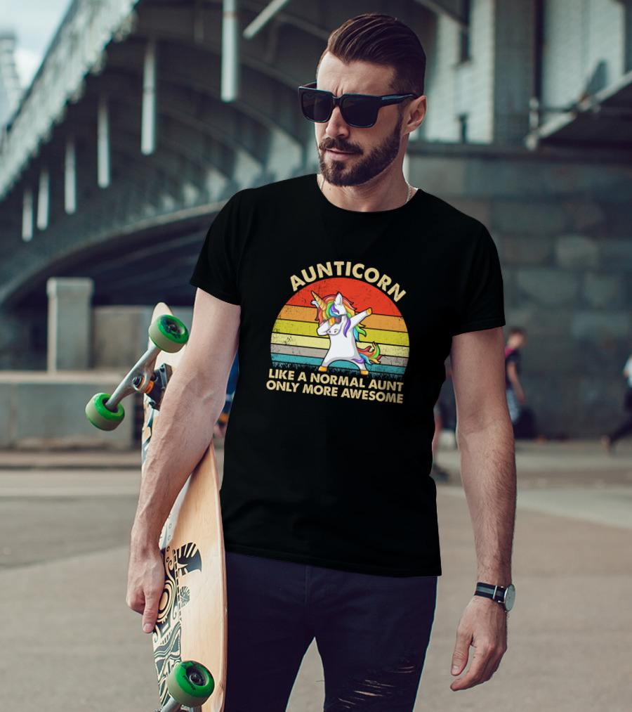 Aunticorn Like A Normal Aunt Only More Awesome Rainbow Dab Unicorn T-Shirt