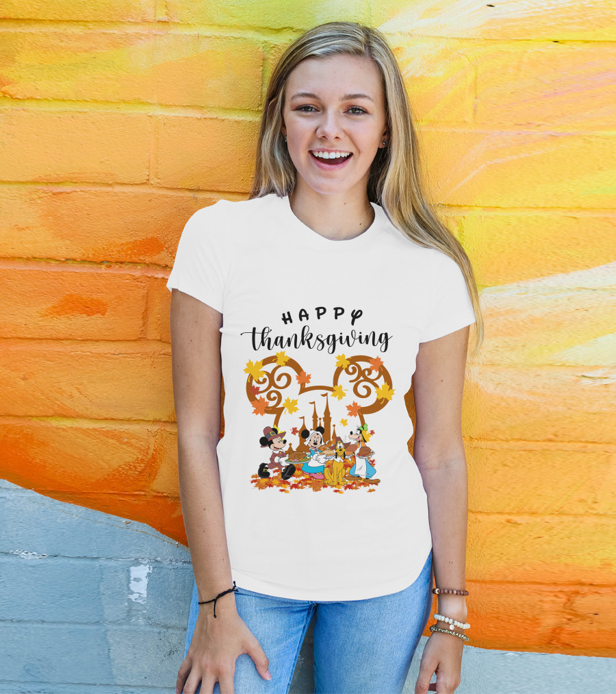 Happy Thanksgiving Disney Characters Festive T-Shirt