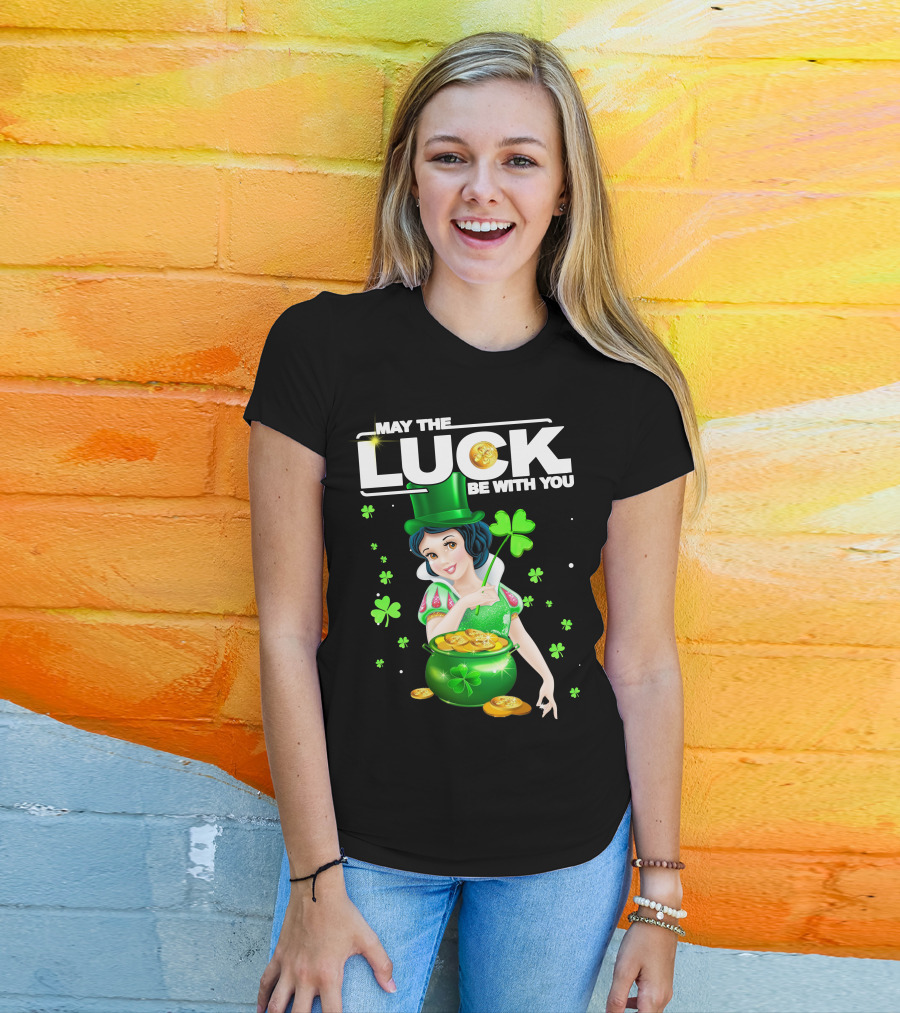 May The Luck Be With You Snow White Pot Of Gold And Shamrocks T-Shirt