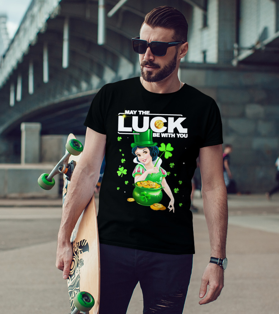 May The Luck Be With You Snow White Pot Of Gold And Shamrocks T-Shirt