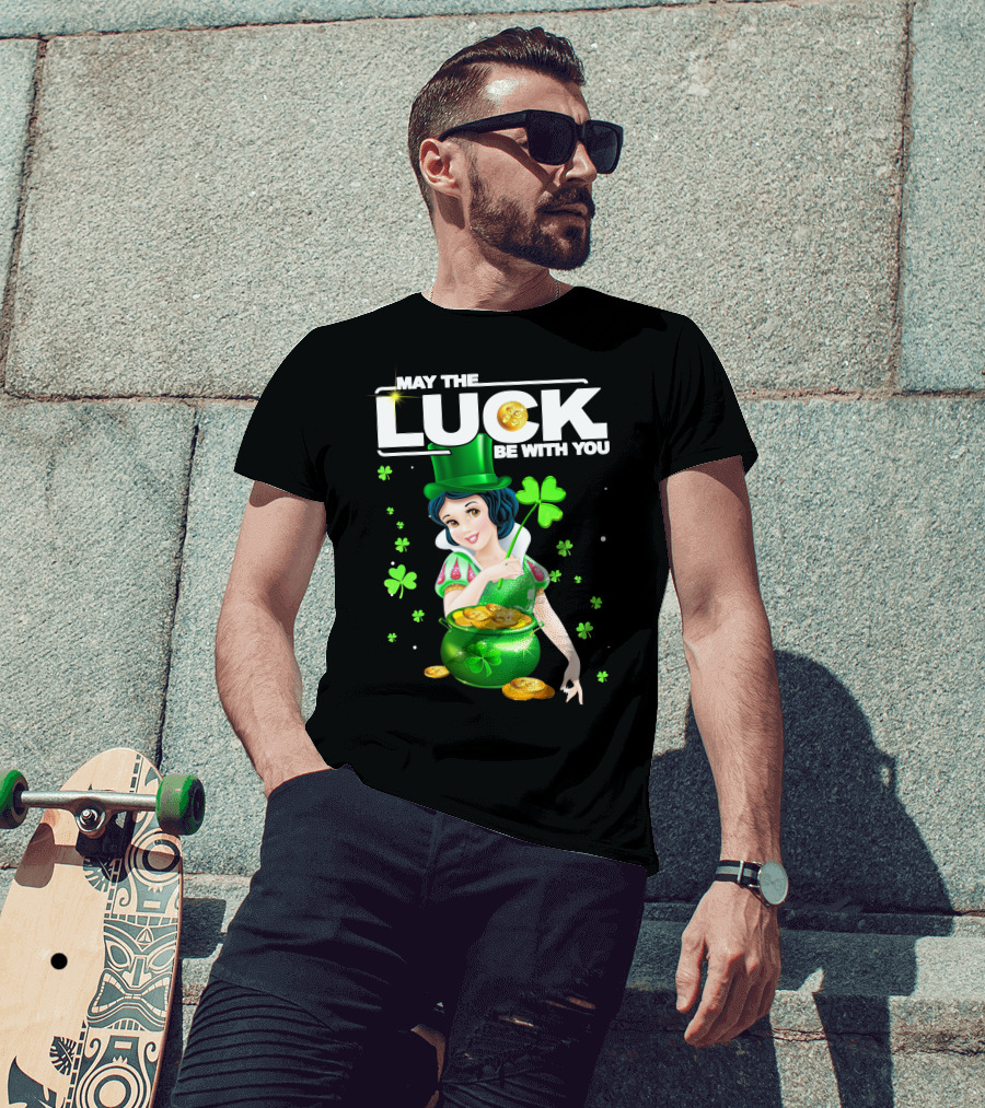 May The Luck Be With You Snow White Pot Of Gold And Shamrocks T-Shirt