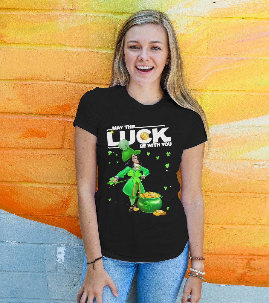 May The Luck Be With You Hook Luck Captain Green Coins Shamrock Pot T-Shirt