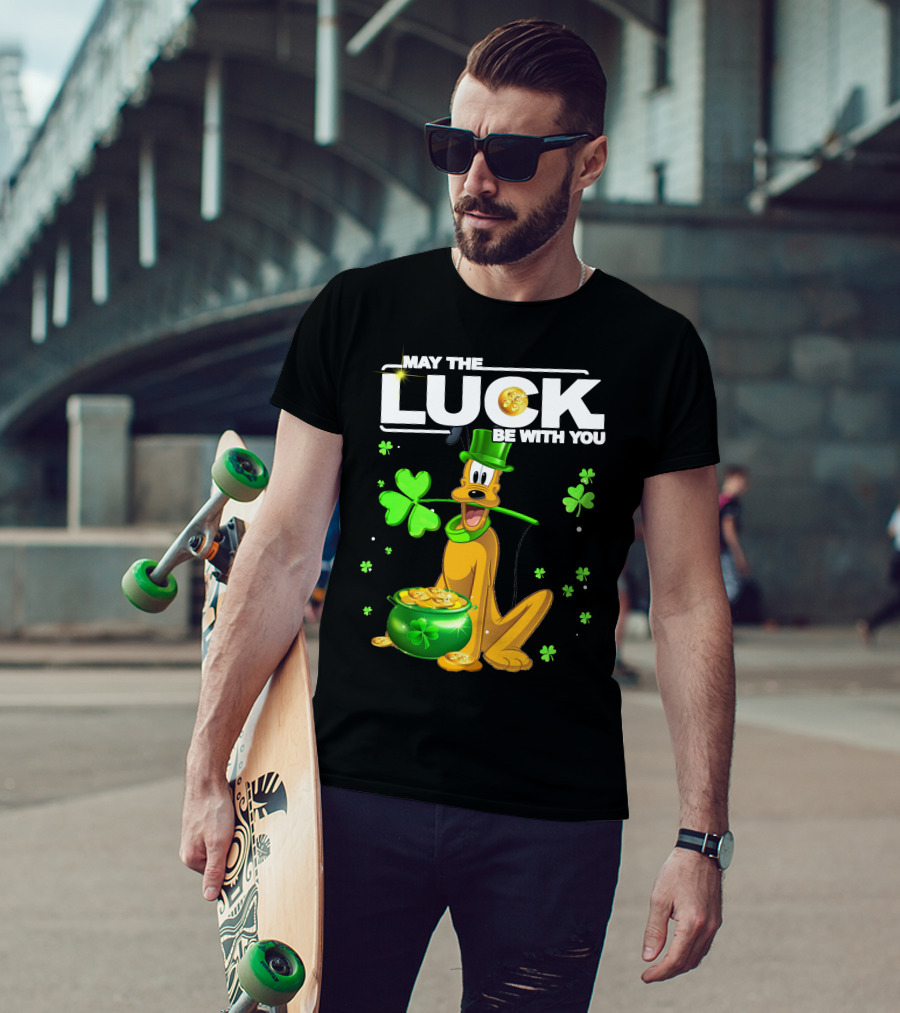 May The Luck Be With You Pluto St. Patrick's Day Coins And Shamrocks T-Shirt