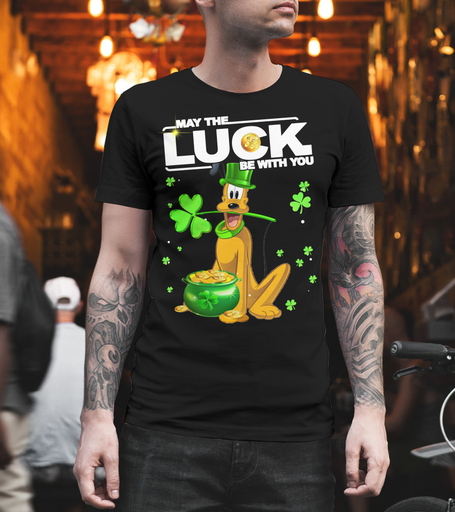 May The Luck Be With You Pluto St. Patrick's Day Coins And Shamrocks T-Shirt