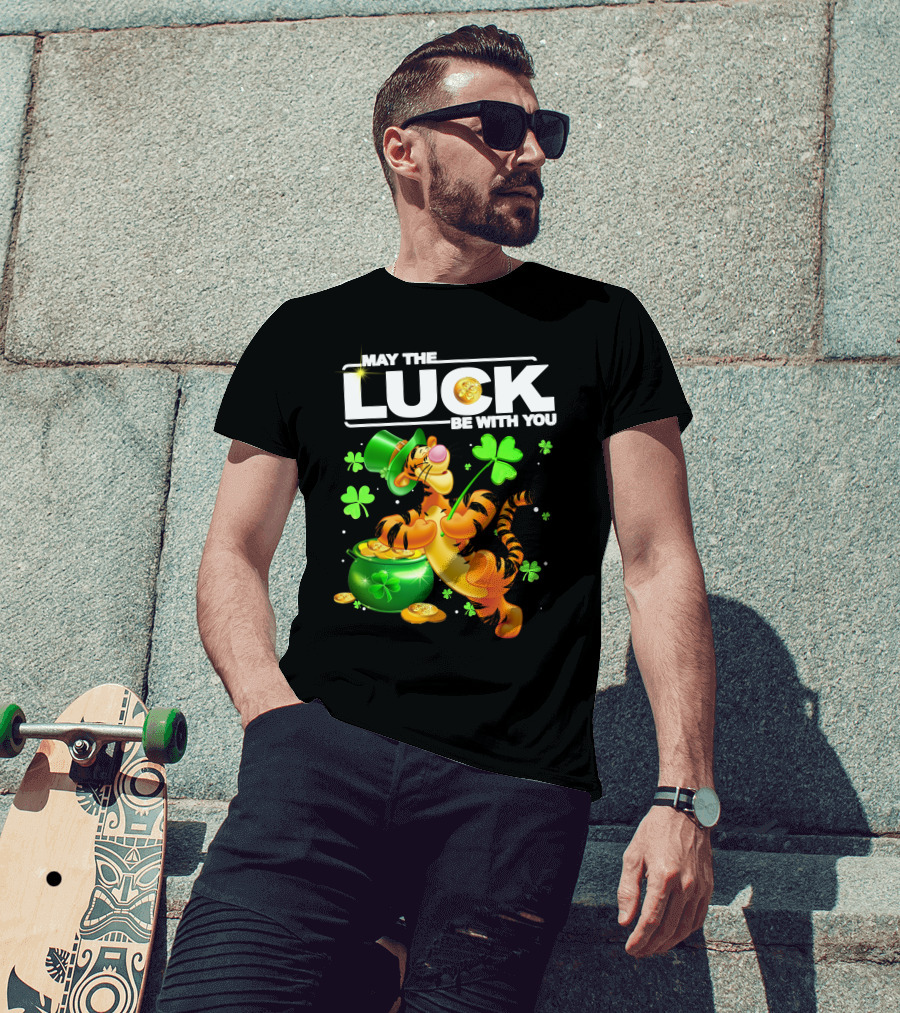 May The Luck Be With You Tigger With Pot Of Gold And Shamrocks T-Shirt