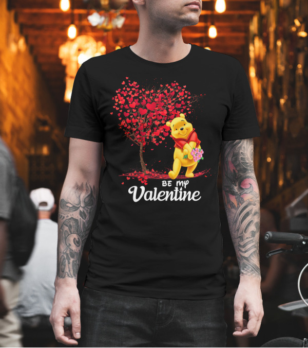 Winnie the Pooh Be My Valentine Heart Tree Bouquet T-Shirt Winnie the Pooh Be My Valentine Heart Tree Bouquet T-Shirt