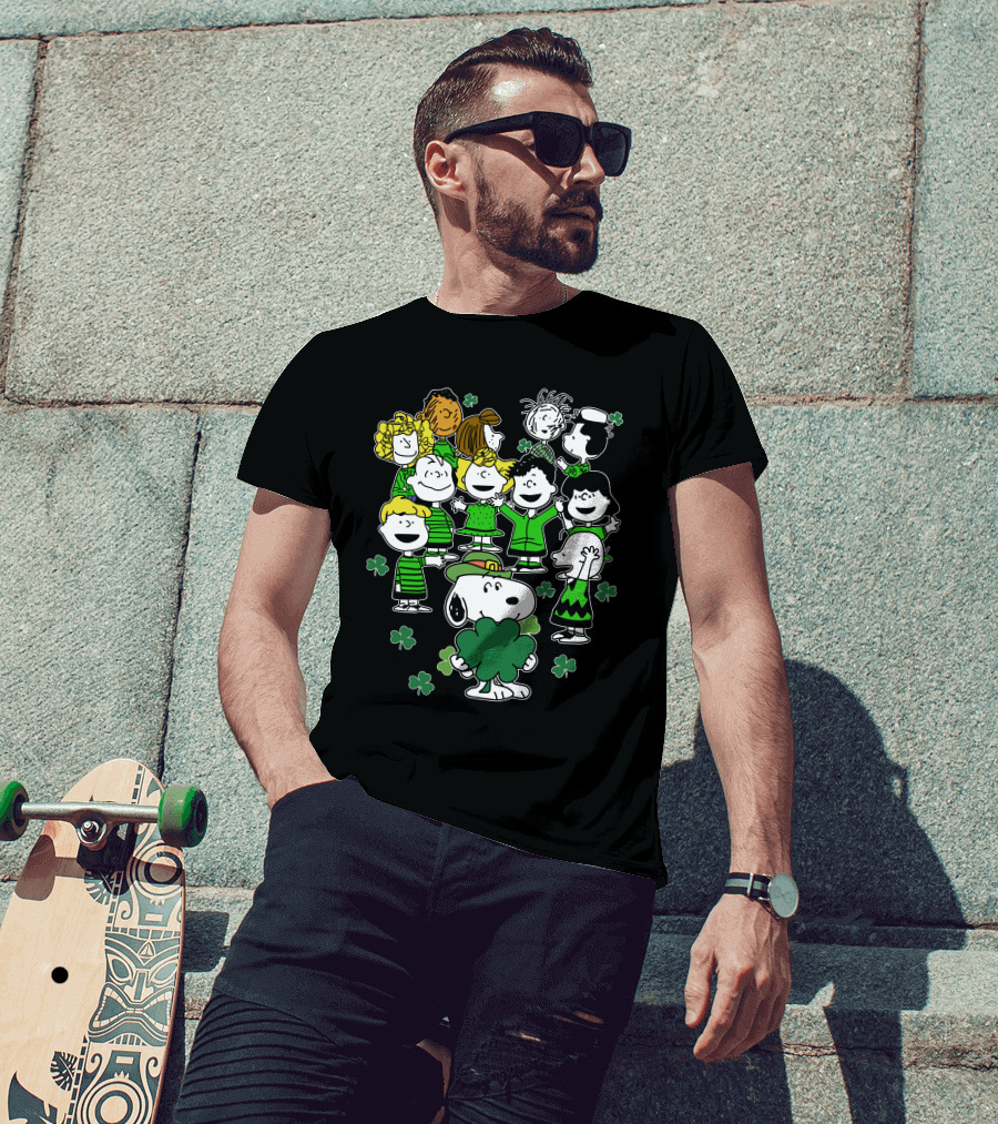 Snoopy And Friends Celebrating St. Patrick's Day With Shamrocks T-Shirt