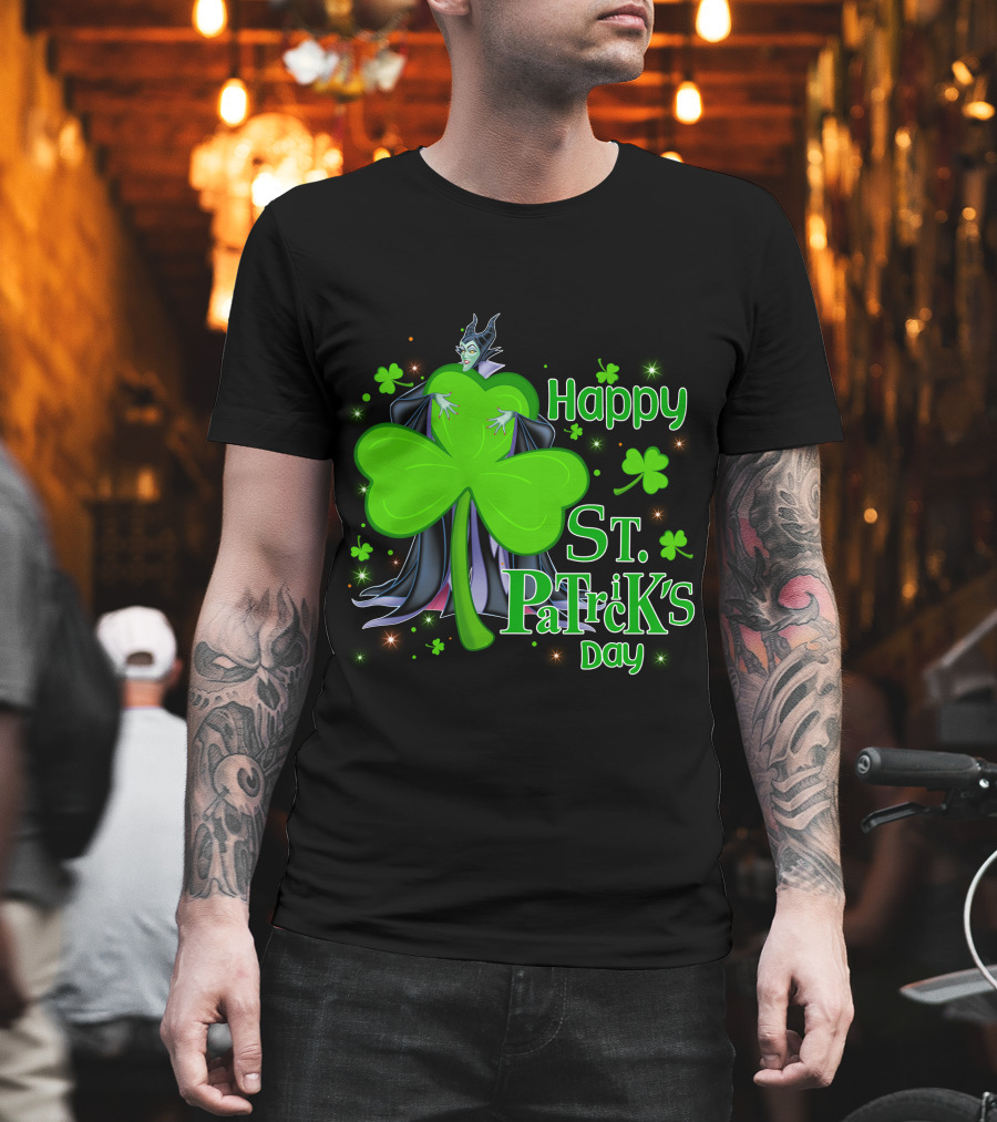 Happy St. Patrick's Day Maleficent Cloaked in Shamrock T-Shirt